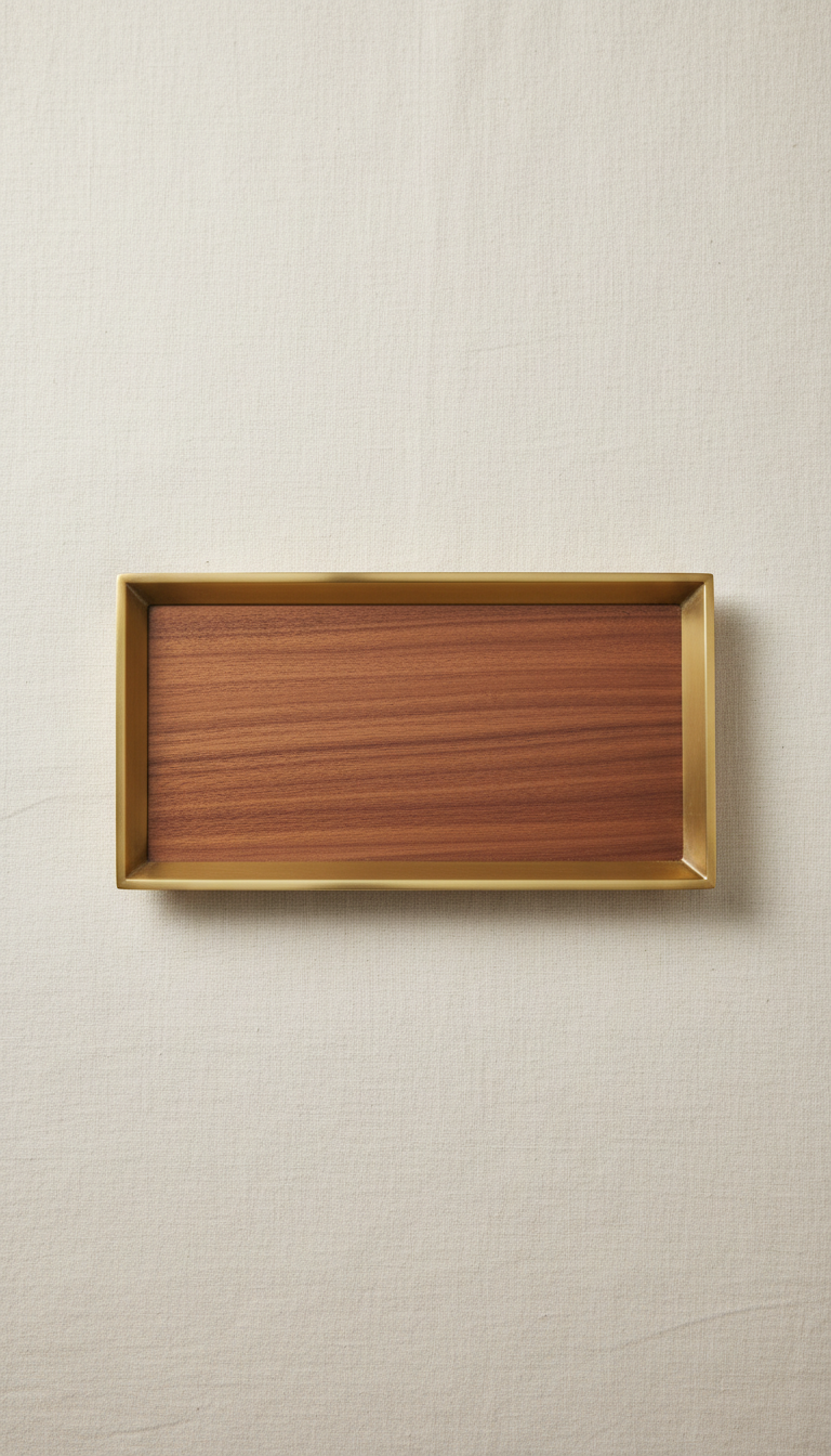 Brass and Walnut Accent Tray